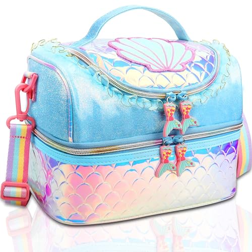 RHCPFOVR Kids Lunch Bag - Double - Decker Cooler Insulated Lunch Box for Boys Girls Women Washable Lunch Bag with Strap and Reusable Toddler Lunchbox for School and Daycare