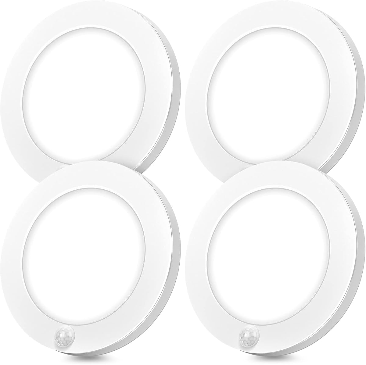 Motion Sensor LED Ceiling Lights, 1200LM & 15W(100W Equivalent), 3000K/4000K/5000K Selectable, 7.5inch Flush Mount Lighting Fixture for Indoor, Stairs, Pantry, Closet, Pack of 4, White | 3000K/4000K/5000K Adjustable, Non-Dimmable Motion Sensor Light Indoor for Laundry, Garage, Stairs, with Timer, 15W 1200LM
