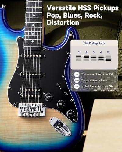 Donner DST-90 39" Beginner Electric Guitar Kit with Amp, Caribbean Burst - image 2