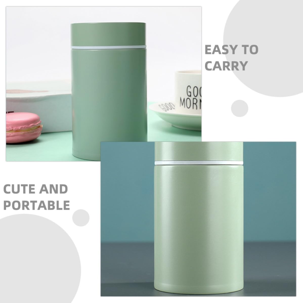 Green Stainless Steel Thermal Food Jar for Travel and On-the-go Use