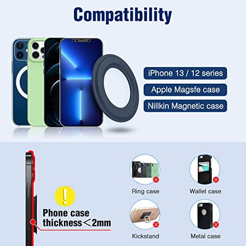 Image of Nillkin 2 pcs SnapHold Magnetic Sticker for Apple iPhones with Magsafe Only PU Material Strong Adhesion Media View or Office Use Blue Color X 2
