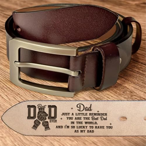 Personalized Dad Father's Day - Custom Fist Bump Engraved Leather 2 Sided, Customized Handmade Belt, Gift For Husband on Father's Day, Belt For Grandpa4
