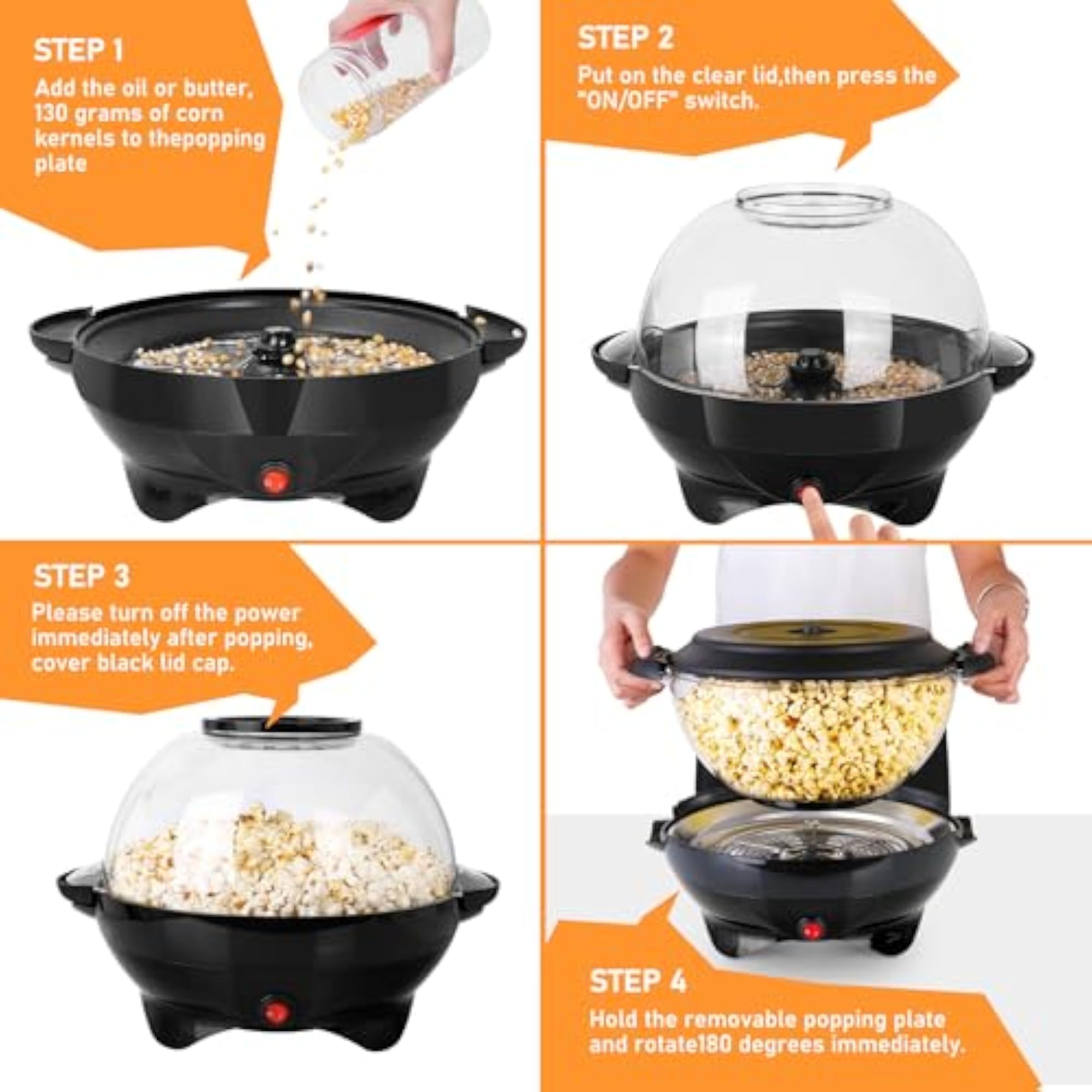 Electric Popcorn Machine, 6 Litre Capacity
