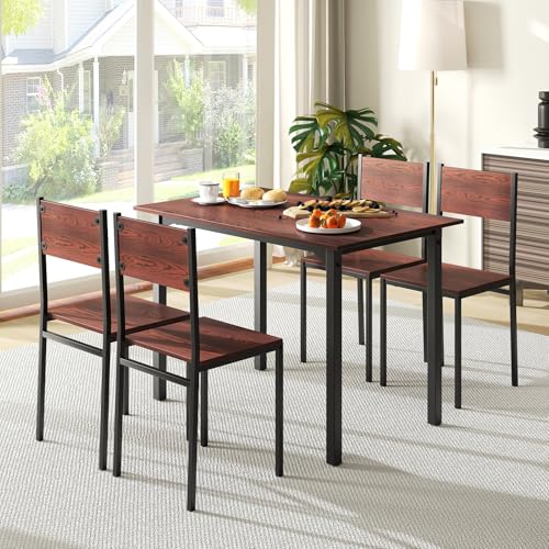 Tangkula Dining Table Set for 4, Modern Table and Chairs
