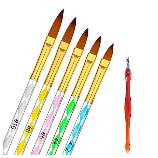 Hanyousheng 5pcs Pincel Uñas de Brochas de Uñas Gel Acrílico Carving Pen Pincel Líquido Polvo DIYJuego de 5 Pinceles de Uñas de Gel UV con Diseño de Acrílico nº 10.8.6.4.2