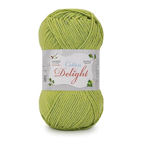 Image of Ganga Acrowools Cotton Delight, Dk Weight Cotton Yarn, Oekotex Class L Certified 100G, 169M COD031 Celery
