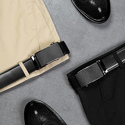 Image of Founders & C Men's Ratchet Belt 1 3 /8 inch,Leather Dress Belt Adjustable with Click Sliding Buckle Trim to Exact Fit