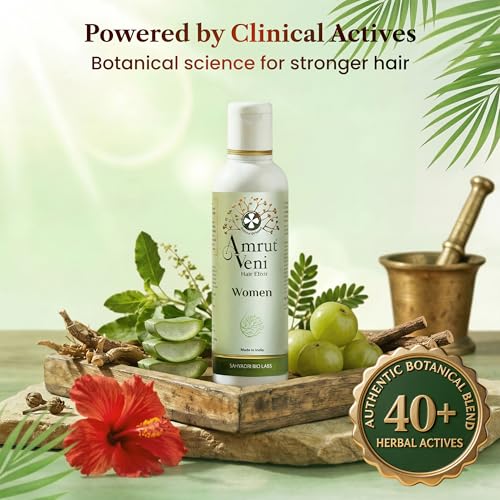 Image of Amrutveni Hair Elixir Oil for Women - Herbal Elixir with 40+ Actives, Reduces Scalp Dryness & Dandruff, Extends Hair Growth Cycle & Controls Hair Fall, Non-Sticky Formula for Lush & Beautiful Hair, 50ML