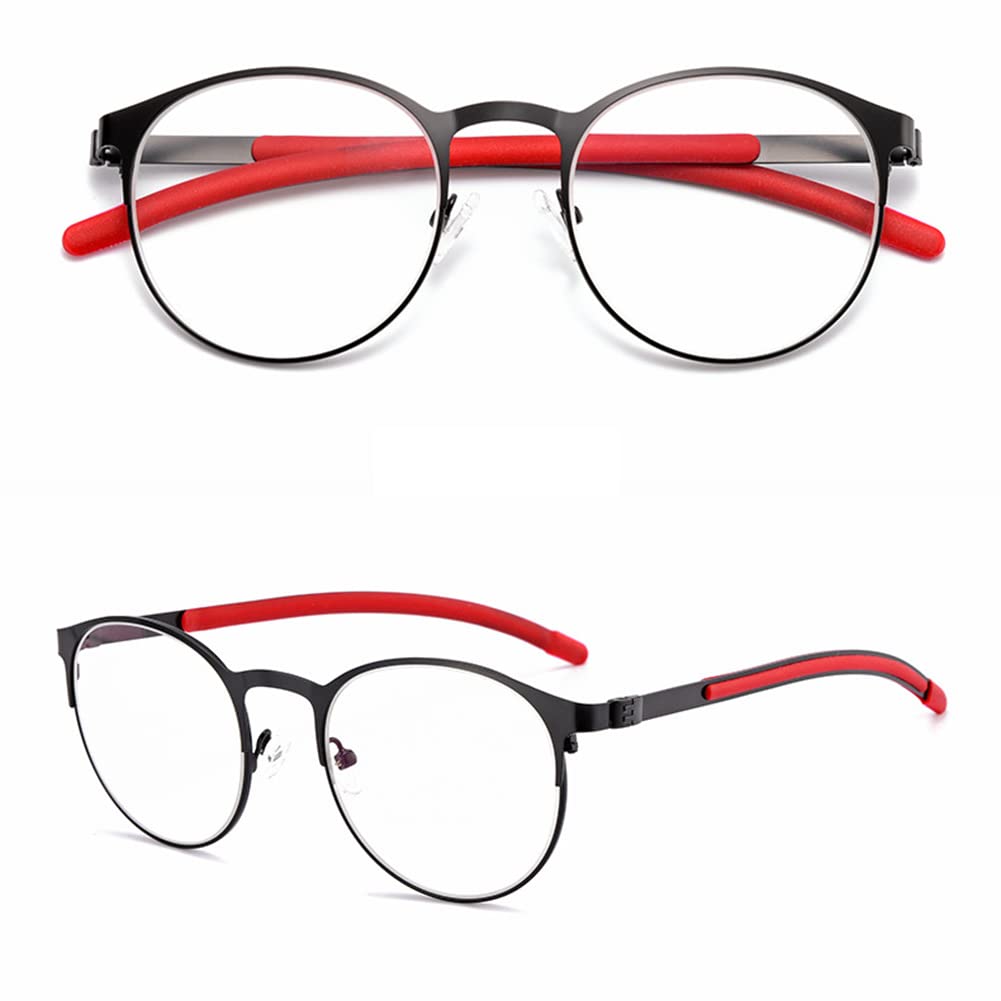 RICCIE Progressive multifokale photochrome Outdoor Sonnenbrille, Retro Metallrahmen HD Harz Glas Leser Dioptrie +1,0 bis +3,0,Rot,+2.5