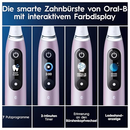 Oral-B iO Series 9 Plus Edition Elektrische Zahnbürste/Electric Toothbrush, PLUS 3 Aufsteckbürsten inkl. Whitening, Magnet-Etui, 7 Putzmodi, Geschenk Mann/Frau, Designed by Braun, Rose – Bild 6