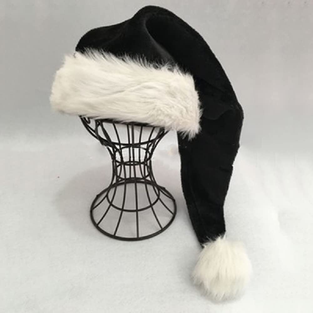 Zhzrche Long Black Santa Hats Xmas Velvet Christmas Hats Keep Warm Winter Christmas Costume