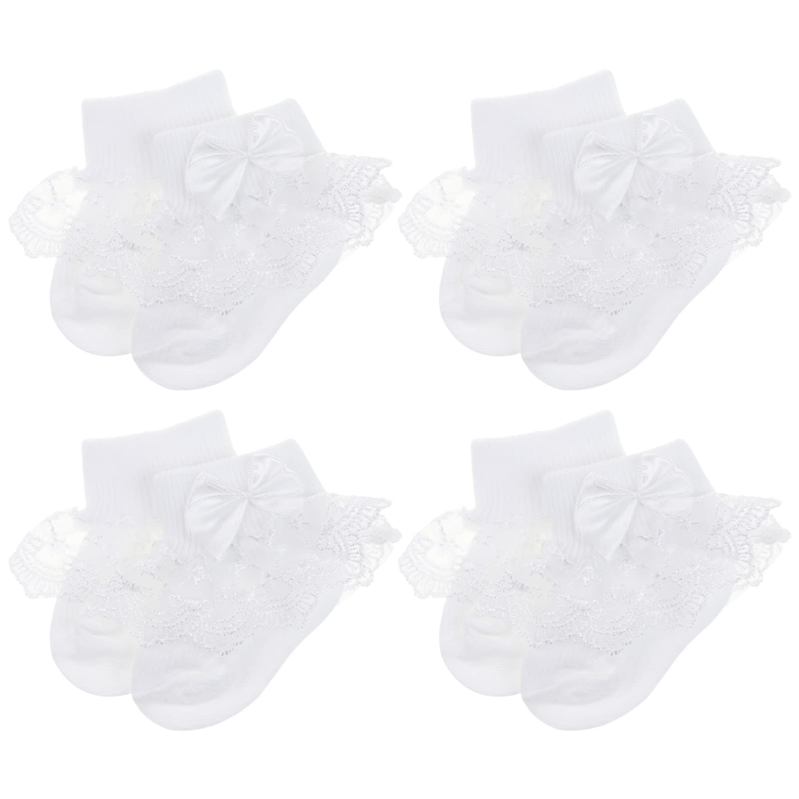 DRESHOW Infant Lace Bow Socks baby Frilly Lace Socks Newborn Toddlers Girls Socks Ankle Dress Sock