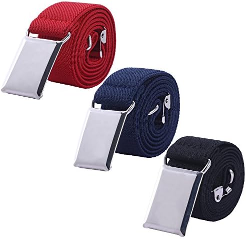 Boy Kids Silver Buckle Belt – Adjustable Elastic Belts for Toddler, 3 Pieces