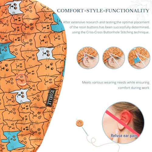 Image of Scrub Caps for Men and Women with Buttons, Classic Surgical Caps