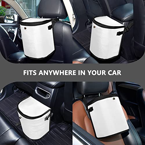 Image of Wudan Small Car Trash Can White Accessories for Garbage Storage Organizer with Lid Waterproof Portable Auto and Truck Interior Seat Bin