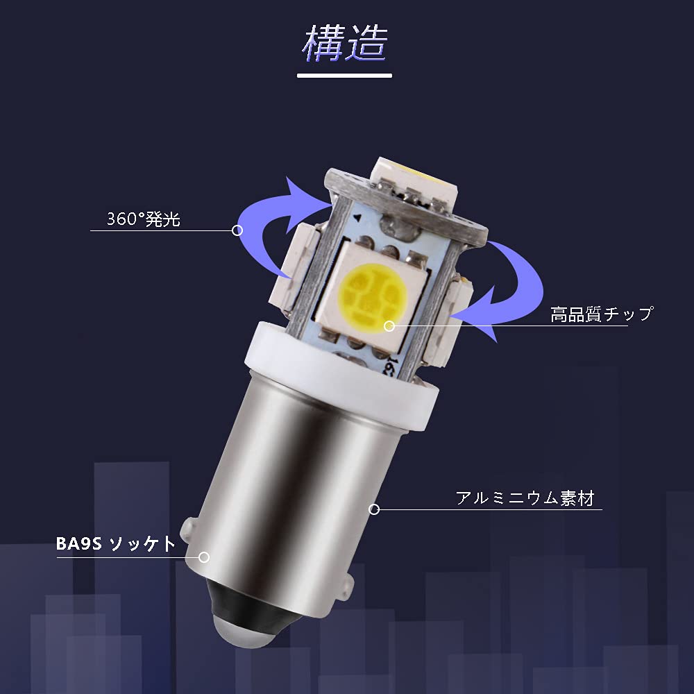 Hi-STA  BA9S LED 白色 24V 80個 Hi-STA BA9S LED 白色 24V 80個 Hi-STA BA9S LED 白色 24V 80個