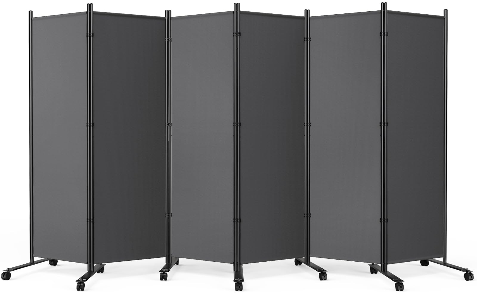 WELDUN Paravent de pièce à roulettes - 6 pièces - 335 x 183 cm - Pliable - Gris