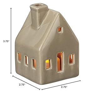 Primitives by Kathy Set of 3 Small House Shaped Stoneware Candle Holders Primitives by Kathy Set of 3 Small House Shaped Stoneware Candle Holders