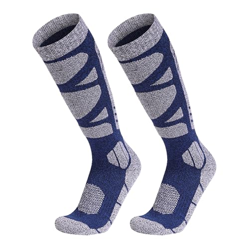 SOUUXIU Winter Ski Socks for Men Breathable Warm Knee High Socks for Snowboarding Ice Fishing Skating Mountaineering