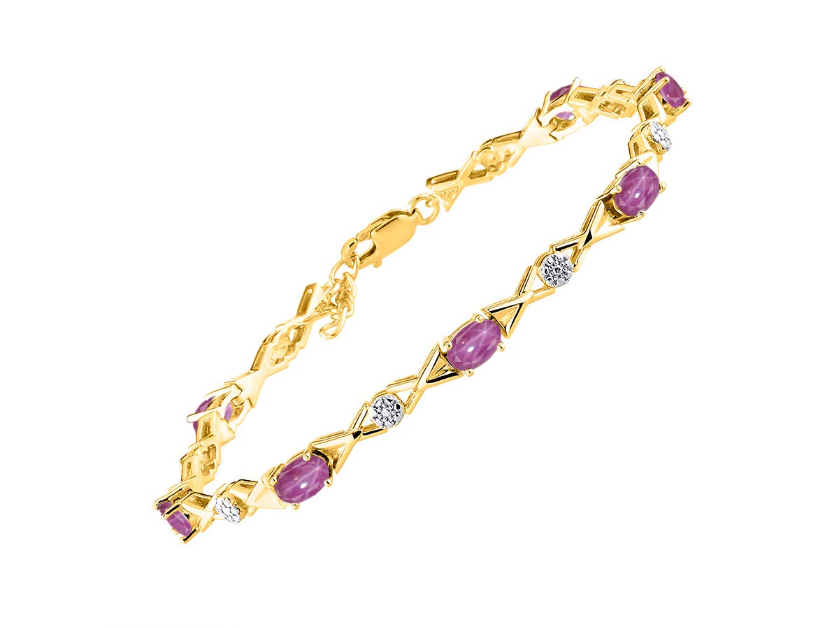 Rylos Bracelets for Women Yellow Gold Plated Silver XOXO Hugs &amp; Kisses Tennis Bracelet Gemstone &amp; Genuine Diamonds Adjustable Fit 7"-8" Wrist, 10 Gorgeous 6X4MM Jewelry for Women Friendship Bracelets