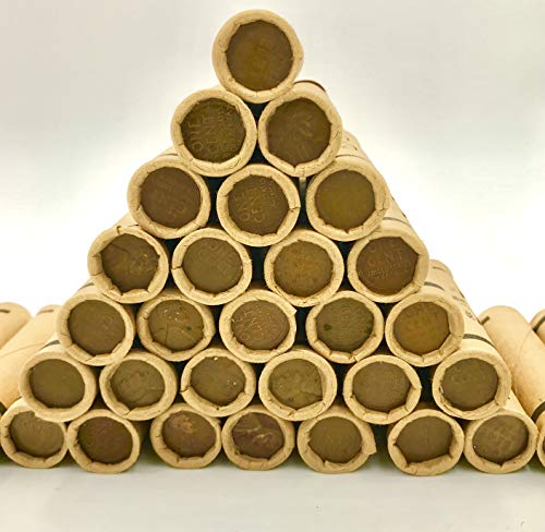 AIIZ Collectibles Lincoln Wheat Penny Roll (50 Coins), Mixed Years & Mints (1909-1958 PDS) Circulated Good to UNC in Old Window Wrap, Machine Rolled Penny Roll