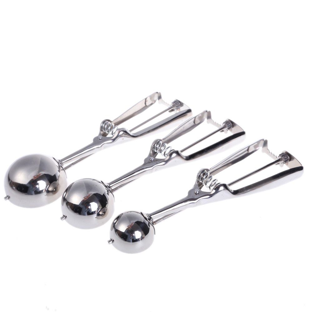 Globeagle 3 Pcs Stainless Steel Ice Cream Scoop Spoon Melon Baller Small Middle Large