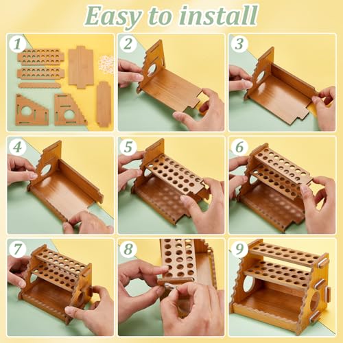 Image of AHANDMAKER Paint Brush Holder Calligraphy Brush Holder for 40 Brushes Desk Stand Paint Brush Holder Drying Stand Paintbrushes, Makeup Cosmetic Brushes, Pencils, Pens