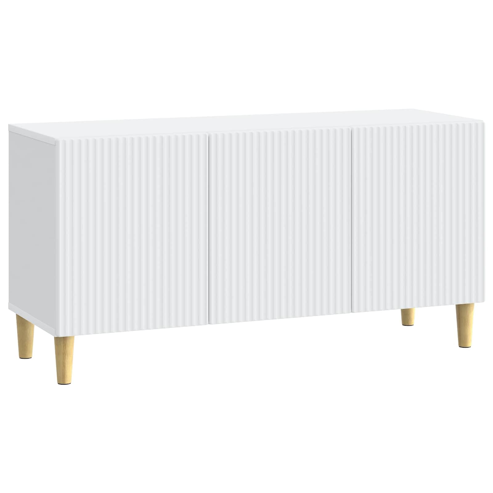 Buffet pour salon blanc de 99 cm pour cacher les câbles et ranger les consoles