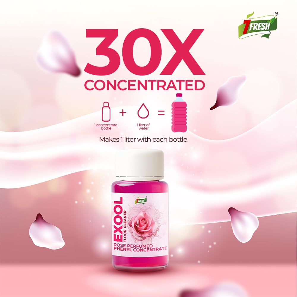 7Fresh Exool Floor Cleaner Perfumed Phenyl Concentrate Liquid (Combo Pack of 5 JASMINE+ROSE+LAVENDER+SANDAL+LEMONGRASS) MAKES 5 LITRE OF THICK PHENYL (1 Bottle Makes 1 Liter) Pine Based 3