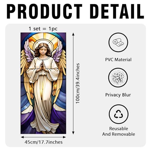 Película decorativa para ventana con diseño de vitrales y ángel miniatura 5