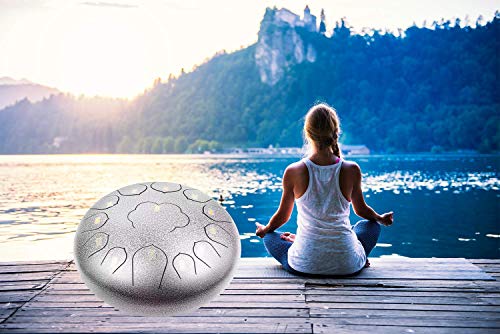 Steel Tongue Drum 13 Notes 12 Inch Percussion Instrument C-Key Handpan Drum With Bag,Couple of Mallets,for Musical Education Concert Mind Healing Yoga - Thumbnail 4
