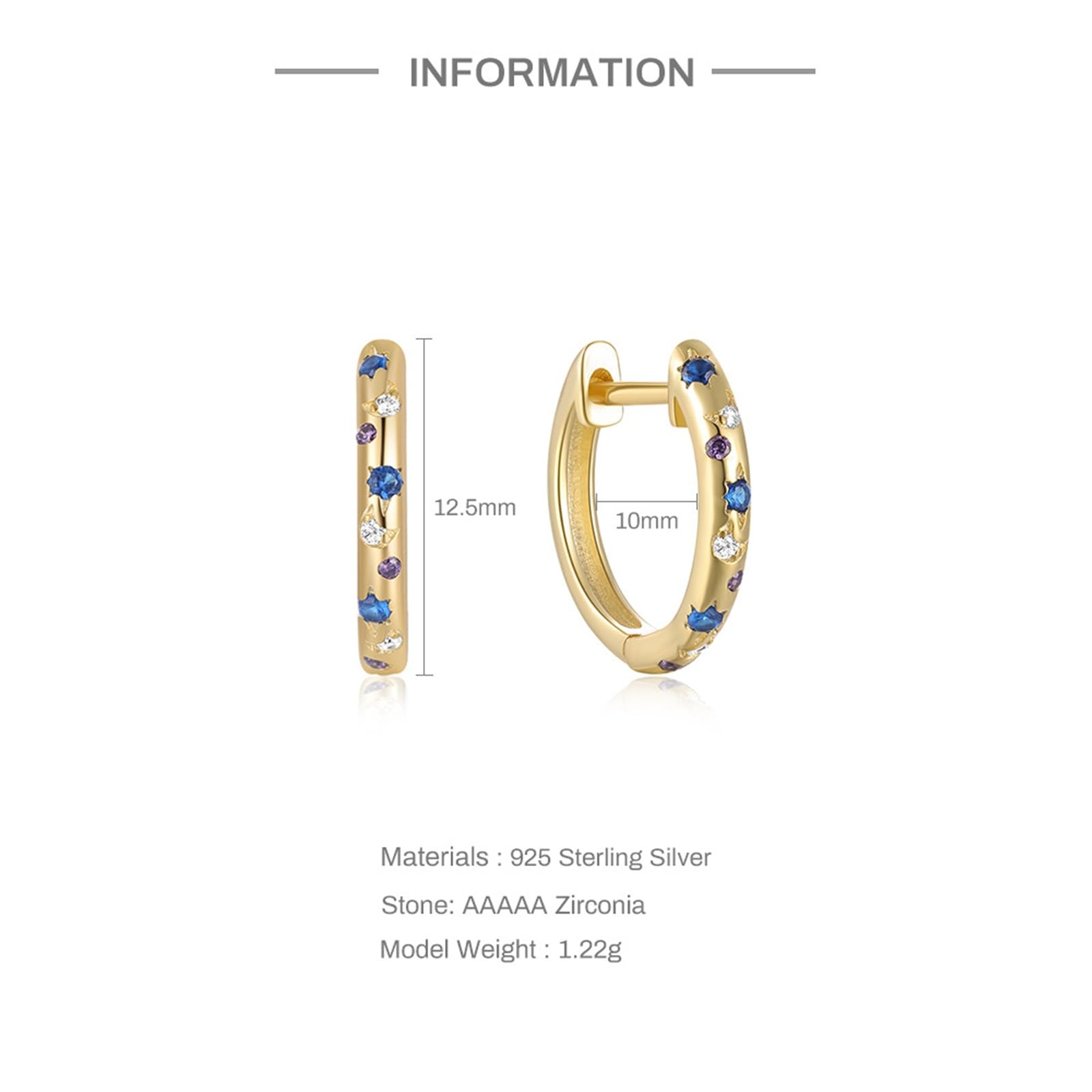 Orecchini Argento 925 Zircone Intarsiato Oro Orecchini Da Donna A Cerchio
