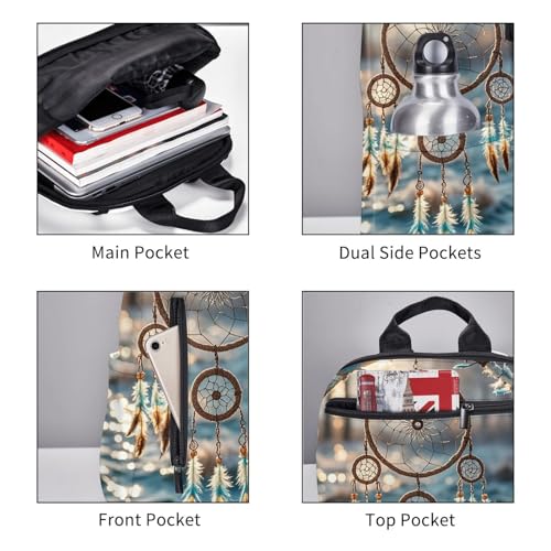 Backpack 14.7 inch Lightweight Large Bookbag Native American Dream Catcher Daypack for Travel Office Work3