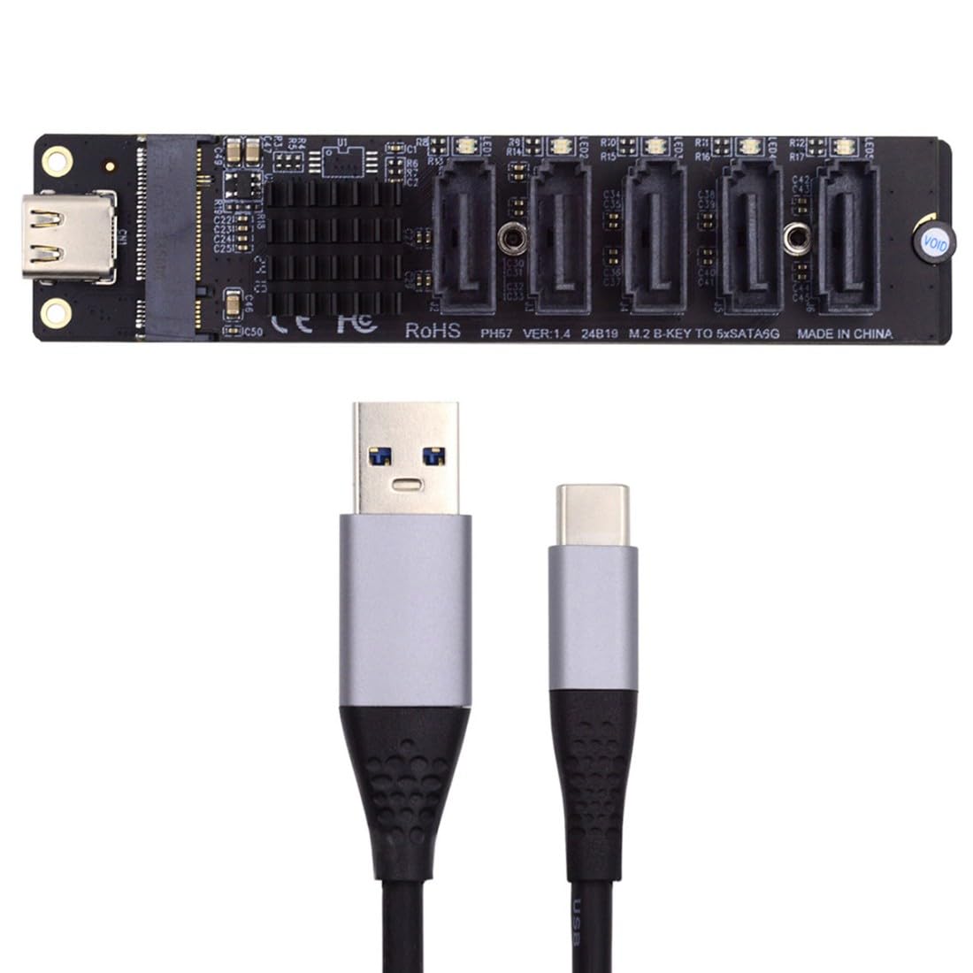 chenyang USB 3.1 Gen 2 a 5 SATA 3.0 Port Multiplier Extension Card Adapter per scheda madre SATA Hard Drive Port Extension con chipset JMB575 JMS580