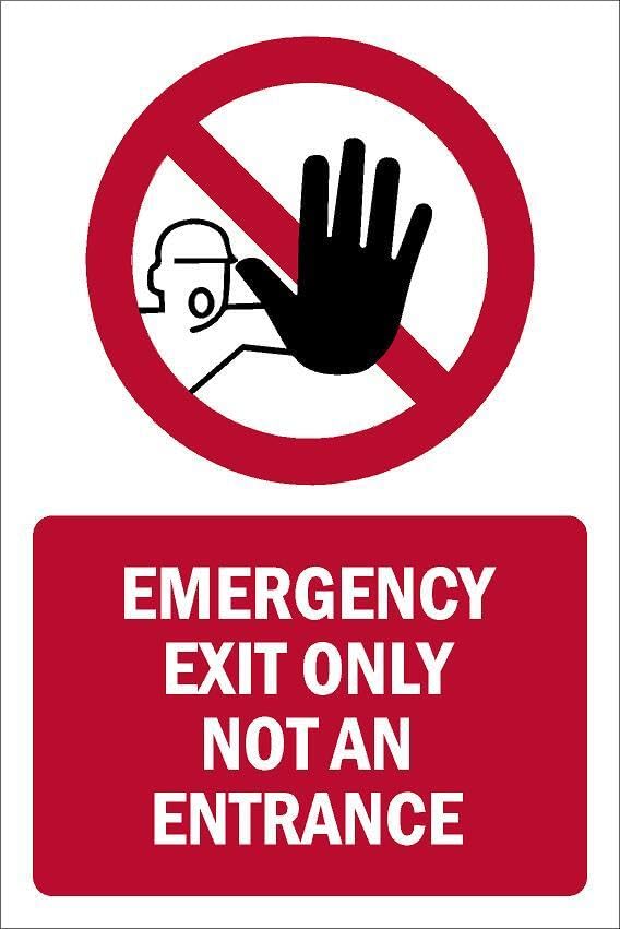 Emergency exit only, not an entrance, prohibition sign - 3mm Aluminium sign (400mm x 300mm)