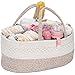 Hinwo - Carrito pañales para bebé 3 compartimentos, contenedor almacenamiento guardería, organizador portátil coche, cesta regalo ducha recién nacidos, cuerda algodón divisor desmontable pañales