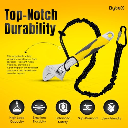 Image of ByteX 15 Pack Tool Lanyard with Single Metal Buckle and Adjustable Loop End, Standard Length, Maximum Weight Limit 8KG 17.6lb