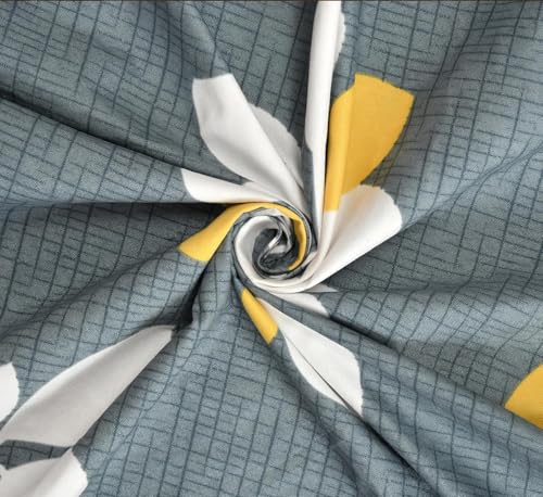 Image of Cotton Feel King Size Flat Bedsheet for Double Bed (90 x 100 Inches | 230 x 250 cm) with 2 Pillow Covers | Soft & Smooth Printed Bedsheet for Daily Use (Green&Grey, King Bed-90x100)