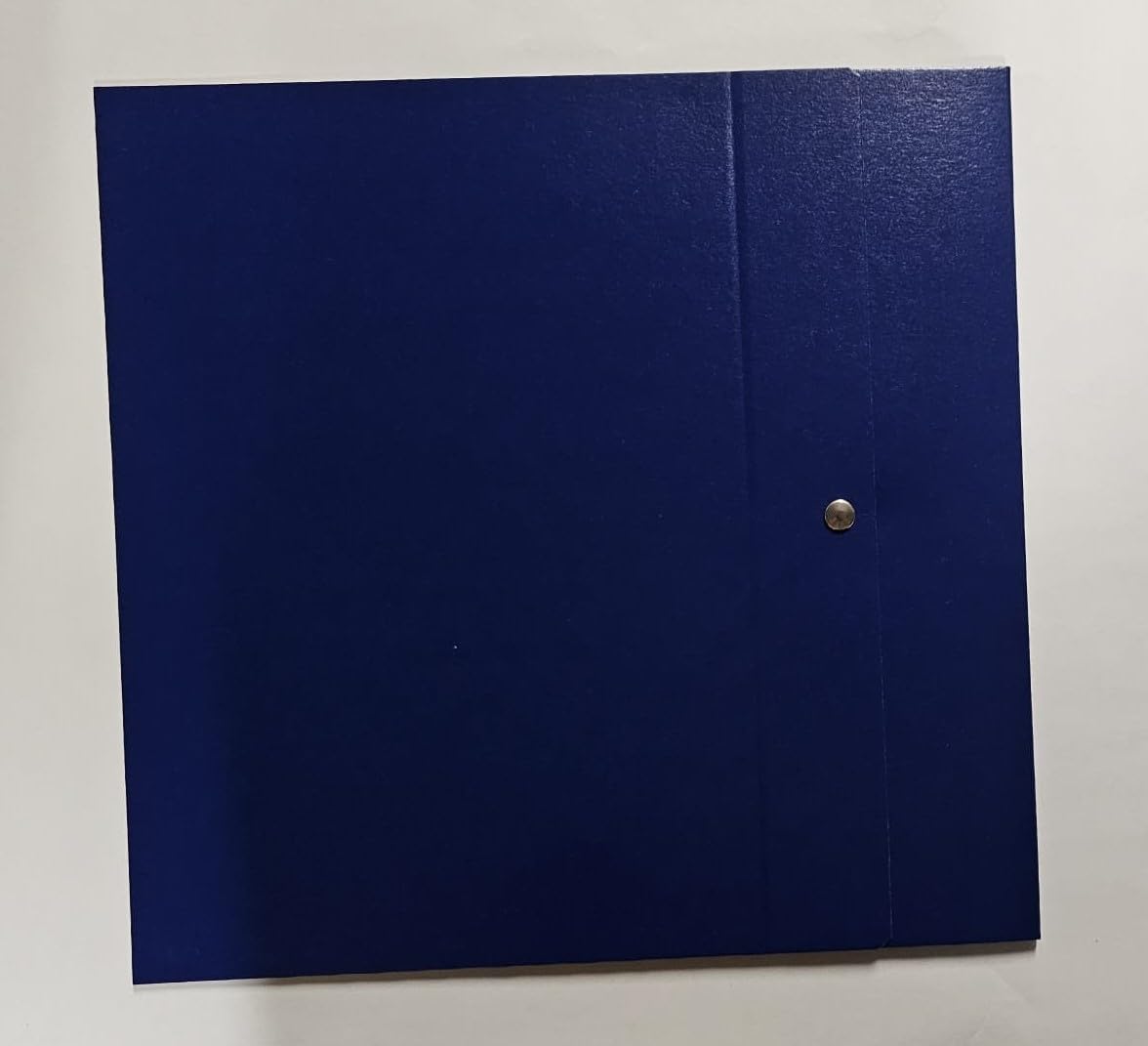 Cartelle Progetto Con Bottoni - Set 5 Pezzi Blu Scuro Dorso 12cm 25x35 Cm - Foto 3