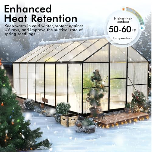 Heavy-Duty-Greenhouse-Large-Walk-in-Green-Houses-for-Outside-and-Winter-Garden-Planting-Enhanced-Aluminum-Greenhouse-Kit-Withstands-Strong-Wind-or-Heavy-Snow-to-Protect-Vegetables-or-Plants-814FT Heavy Duty Greenhouse Large Walk in Green Houses for Outside and Winter Garden Planting Enhanced Aluminum Greenhouse Kit Withstands Strong Wind or Heavy Snow to Protect Vegetables or Plants 814FT