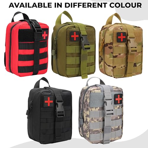 Image of Kraptick Medical Molle Pouch | Tactical First Aid Kit Bag | Military Emergency Medical Pouch | Waterproof & Durable Trauma Kit | Compact Molle Medic Bag for Outdoor, Camping & Survival (Black)