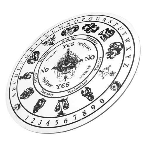 Tofficu 黒白彫刻能量板 厚 アクリル製占い用振り子ボード 家用デスク装飾 多用途エネルギーボード 滑らか加工耐久性