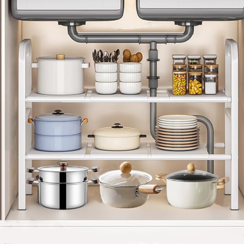 Lista de Organizador de cocina los más solicitados. 48 Hisemy Organizador Debajo del Fregadero,Organizador de Fregadero,Bandeja de Almacenamiento,Estante de Almacenamiento para Cocina, Despensa, Baño, Cajones y Alacena (Blanco-6...
