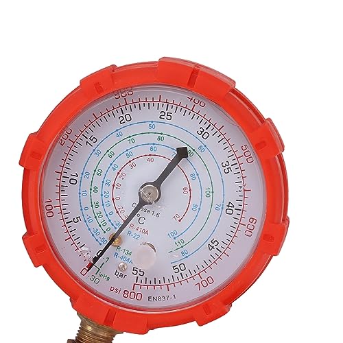Juego de manómetros de diagnóstico AC de 3 vías para refrigerante Freon, carga y recuperación, con conexiones roscadas de latón de 1/4 pulgada y rango de presión de 500 PSI miniatura 5