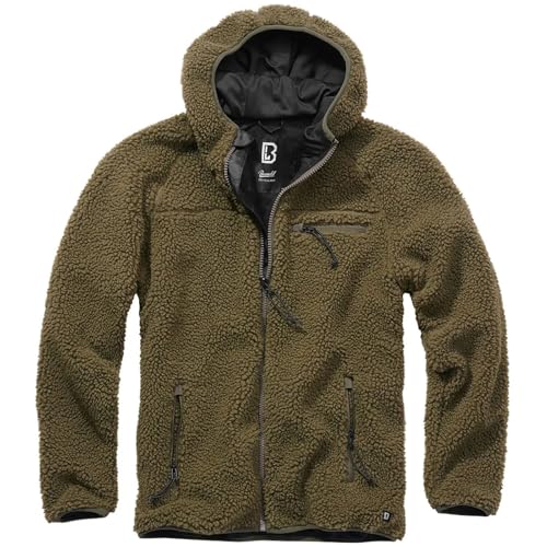 Individual Wear Men's Hooded Teddy Fleece Cold-Weather Outdoor Full Zip Jacket w/Chin Guard & Wind Protection Strip