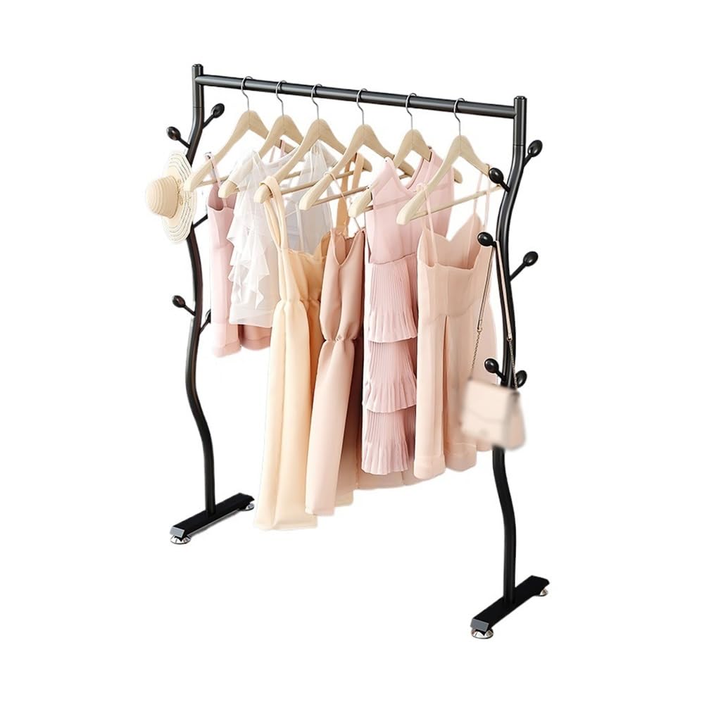 B3F7M4R9J2 Coat Rack Hanging Hanger Floor Bedroom Simple Clothes Does Not Occupy Space At Bed End Coat Rack Small Rod(Black,XXL)