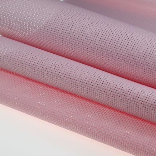 Image of KCS 3 pc of 15 inch x 18 inch(38cmx45cm) Counted Cross Stitch Cotton Aida Cloth Needlework Rolled Fabric Box,11CT,Pink