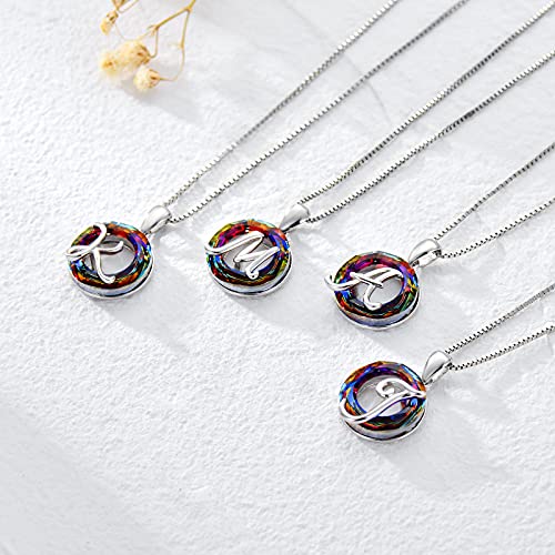 Letter Necklace Christmas Gifts Sterling Silver Crystal Initial 26 Alphabet Pendant Necklace Jewelry for Women Daughter 5