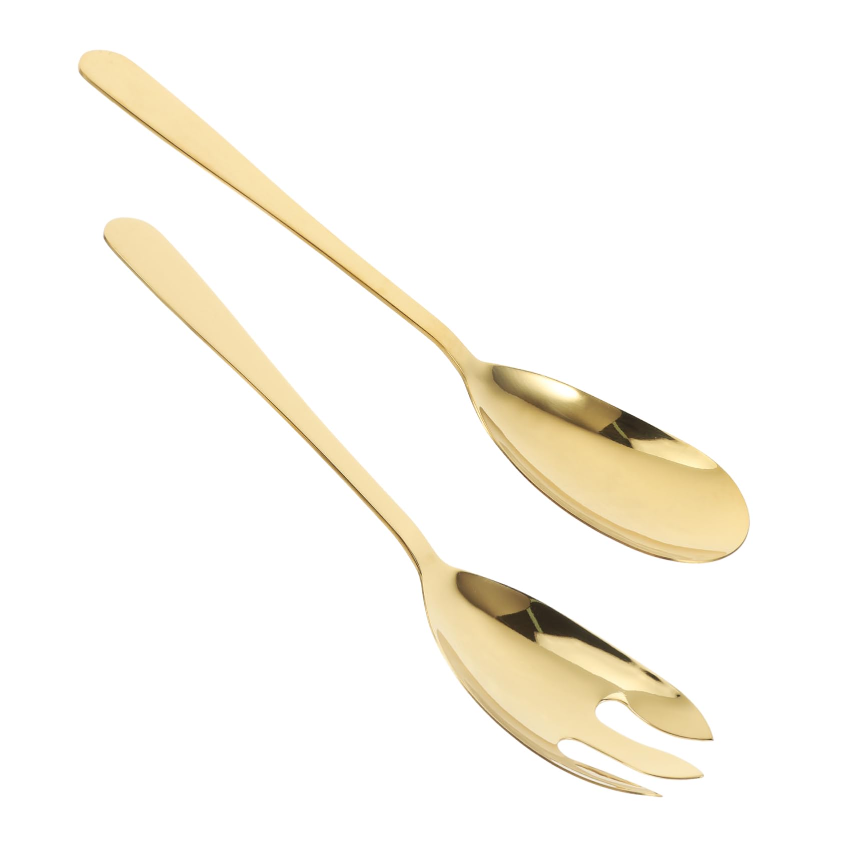Zerodeko 2pcs Stainless Steel Salad Serving Set Polished Finish Fork and Spoon for Appetizers and Desserts Utensils for Buffet and Tabletop Use