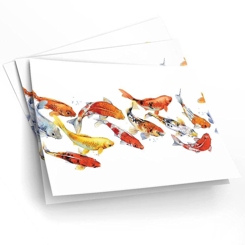 4 x Wrapping 70x50cm Paper Eco-Printed | Koi Carp Fish Goldfish | Perfect for DIY, Christmas, Father’s Day, Easter, Halloween, Birthdays #170642